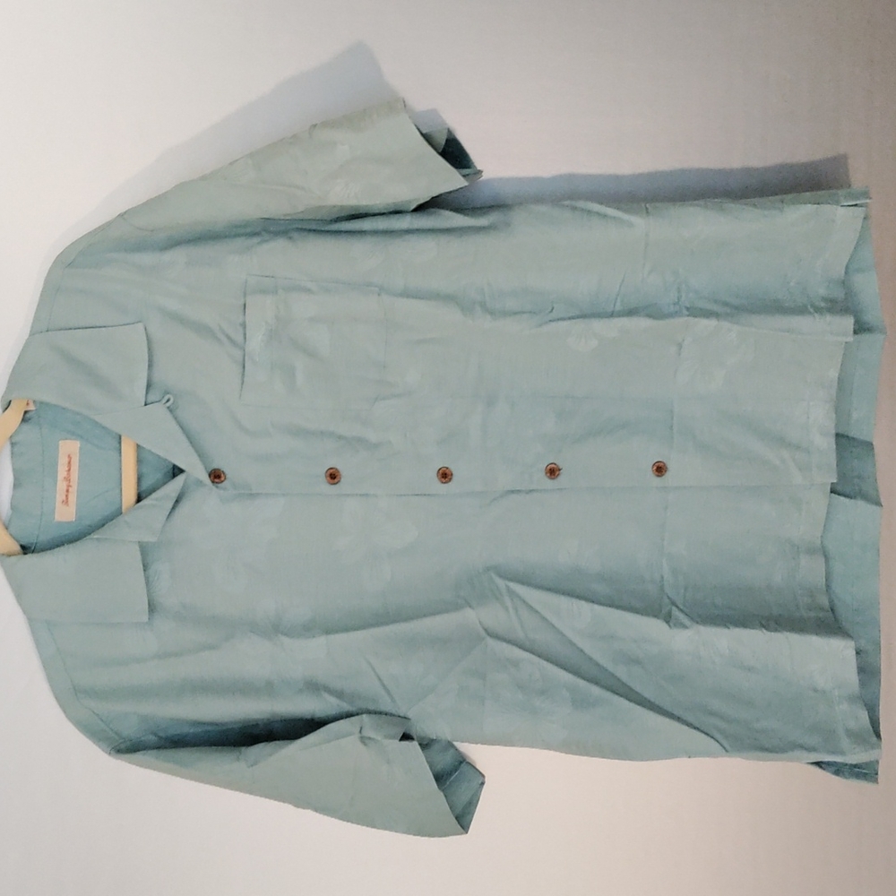 Tommy Bahama silk/cotton short sleeve button down LG shirt